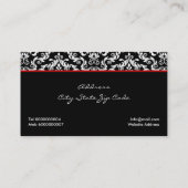 Schwarz-weißes Damastmuster mit rotem Bug und Juwe Visitenkarte (Rückseite)