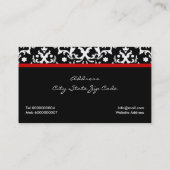 Schwarz-weißes Damastmuster mit rotem Bug und Juwe Visitenkarte (Rückseite)