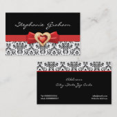 Schwarz-weißes Damastmuster mit rotem Bug und Juwe Visitenkarte (Vorne/Hinten)