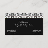 Schwarz-weißes Damastmuster mit rotem Bug und Juwe Visitenkarte (Rückseite)