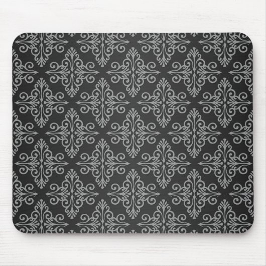 Schwarz-weißes Damastmuster Mousepad (Vorne)