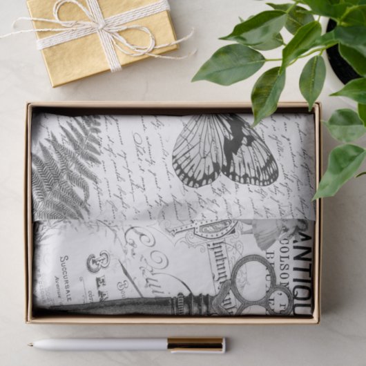 Schwarz-weißes Dekoupage-Tissue Paper Seidenpapier (Geschenk)