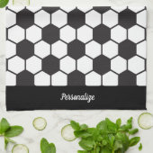 Schwarz-weißes Design des Fußballball-Musters Geschirrtuch (Gefaltet)