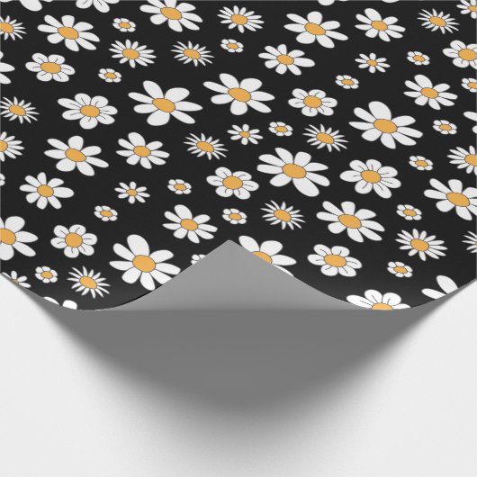 schwarz-weißes Design mit Blumen Geschenkpapier (Ecke)