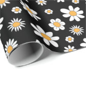 schwarz-weißes Design mit Blumen Geschenkpapier (Rolleneckpunkt)