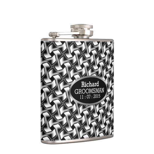 Schwarz-weißes Design Stilvolle Trauzeugen Geschen Flachmann (Rechts)