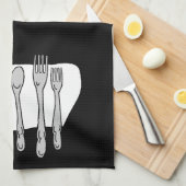 Schwarz-weißes Design von Silverware Handtuch (Viertel Falte)