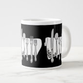 Schwarz-weißes Design von Silverware Jumbo-Tasse (Vorderseite Rechts)