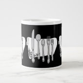 Schwarz-weißes Design von Silverware Jumbo-Tasse (Vorderseite)