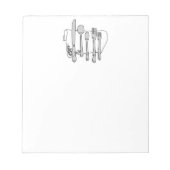 Schwarz-weißes Design von Silverware Notizblock (Vorderseite)