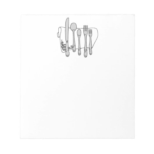 Schwarz-weißes Design von Silverware Notizblock (Vorderseite)