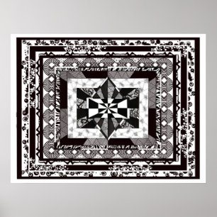 Schwarz-weißes detailliertes HUGE Colossal Room Ar Poster