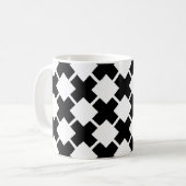 Schwarz-weißes Diagonal-Rustikales Linienmuster Kaffeetasse (Vorderseite Links)