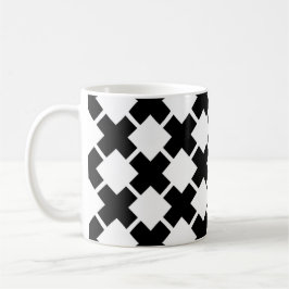 Schwarz-weißes Diagonal-Rustikales Linienmuster Kaffeetasse