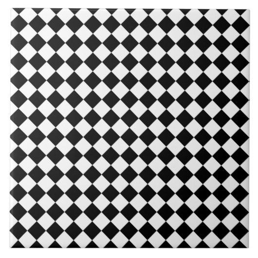 Schwarz-weißes Diamant-Karomuster Fliese (Vorderseite)
