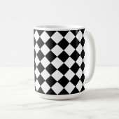Schwarz-weißes Diamant-Karomuster Kaffeetasse (VorderseiteRechts)