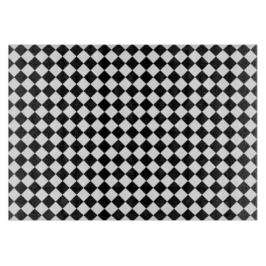 Schwarz-weißes Diamant-Schachbrett Schneidebrett (Vorderseite)