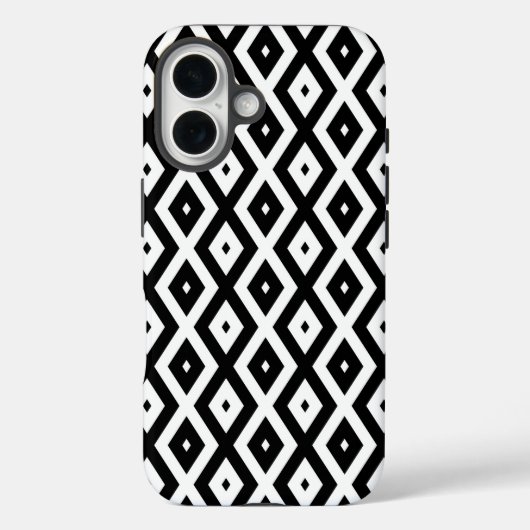 Schwarz-weißes Diamantmuster Case-Mate iPhone Hülle (Rückseite)
