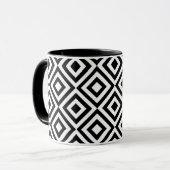 Schwarz-weißes Diamantmuster Tasse (Vorderseite Links)
