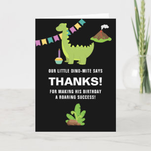 Schwarz-weißes Dinosaurier-Motto-Party zum 1. Gebu Dankeskarte