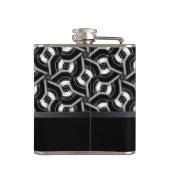 Schwarz-weißes Disc-Muster-Trauzeuge-Geschenk Flachmann (Rückseite)