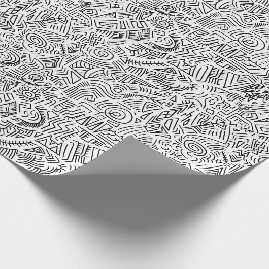 Schwarz-weißes Doodle-Geschenkpapier Geschenkpapier (Ecke)