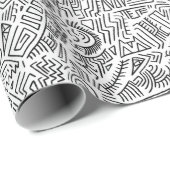 Schwarz-weißes Doodle-Geschenkpapier Geschenkpapier (Rolleneckpunkt)