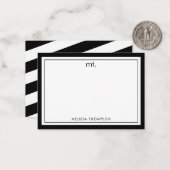 Schwarz-weißes Doppelgrenzenloses modernes Monogra Mitteilungskarte (Vorderseite/Rückseite Beispiel)