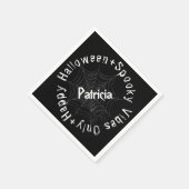 Schwarz-weißes Drehbuch Spooky Modernes glückliche Serviette (Ecke)