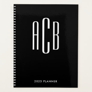 Schwarz-weißes dreibuchstabiges Monogramm Planer