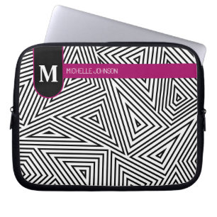 Schwarz-weißes Dreieck-Muster-Laptop-Hülle Laptopschutzhülle
