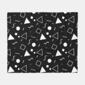 Schwarz-weißes Dreieck-Quadrat-Muster Fleecedecke (Vorderseite (Horizontal))