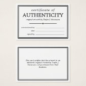 Schwarz-weißes Echtheitszeugnis (Vorne & Hinten)