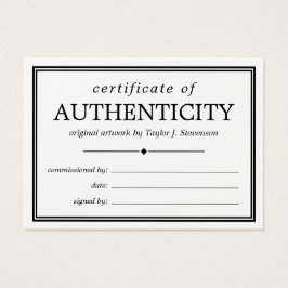 Schwarz-weißes Echtheitszeugnis