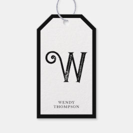 Schwarz-weißes Einfach Minimalistisches Distrestie Geschenkanhänger