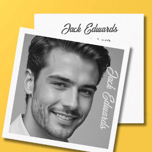 Schwarz-weißes einfaches Foto Social Media Quadratische Visitenkarte