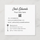 Schwarz-weißes einfaches Foto Social Media Quadratische Visitenkarte (Rückseite)