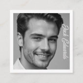 Schwarz-weißes einfaches Foto Social Media Quadratische Visitenkarte (Vorderseite)