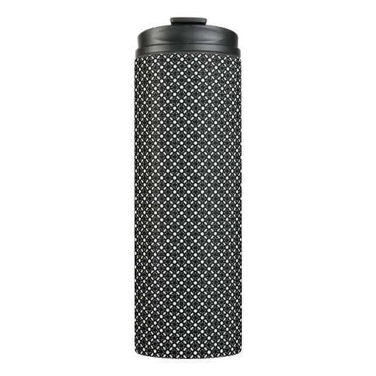 Schwarz-weißes einfaches Geometrismuster Thermosbecher (Vorderseite)