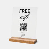 Schwarz-weißes einfaches kostenloses Wi-Fi QR-Code Acrylschild (Winkel)