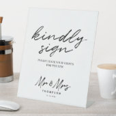 Schwarz-weißes einfaches Skript-Gästebuchsignatur Sockelschild (In Situ)