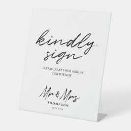 Schwarz-weißes einfaches Skript-Gästebuchsignatur Sockelschild