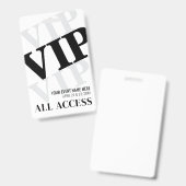 Schwarz-weißes einfaches VIP-Ereignis Ausweis (Vorder- & Rückseite)