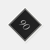 Schwarz-weißes Elegant 90. Geburtstag Serviette (Ecke)