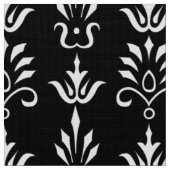 Schwarz-weißes, elegantes Damastmuster Stoff (Nahaufnahme)