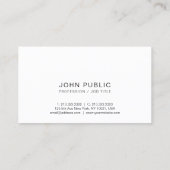 Schwarz-weißes elegantes einfaches schlichtes visitenkarte (Rückseite)