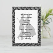 Schwarz-weißes elegantes Party für Silhouetten Einladung (Stehend Vorderseite)