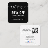 Schwarz-weißes elegantes QR Code Loyalty Business Rabattkarte (Vorne/Hinten)