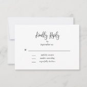 Schwarz-weißes, elegantes Script-Blumenzettel RSVP (Vorderseite)