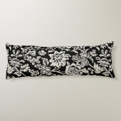 Schwarz-weißes Elfenbein-Blumenmuster Seitenschläferkissen (Rückseite)